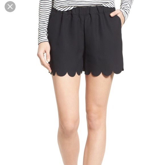 Madewell scalloped pull on shorts black Medium - Picture 1 of 5